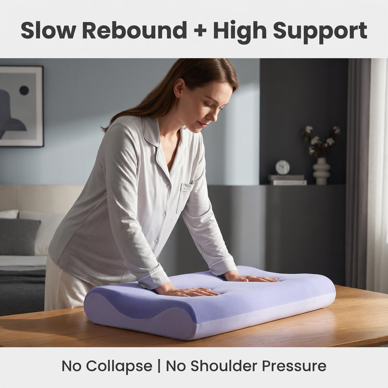 Slow Rebound Memory Foam Pillow Zero Pressure Dual Core Ergonomic Neck Support Pillow