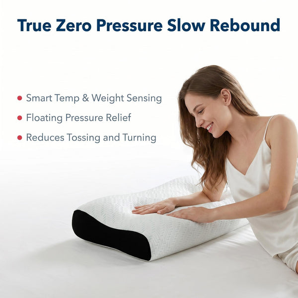 Wavy Zoned Pilot Pillow evenly disperses head and neck pressure, calms your mind, blocks noise for immersive deep sleep