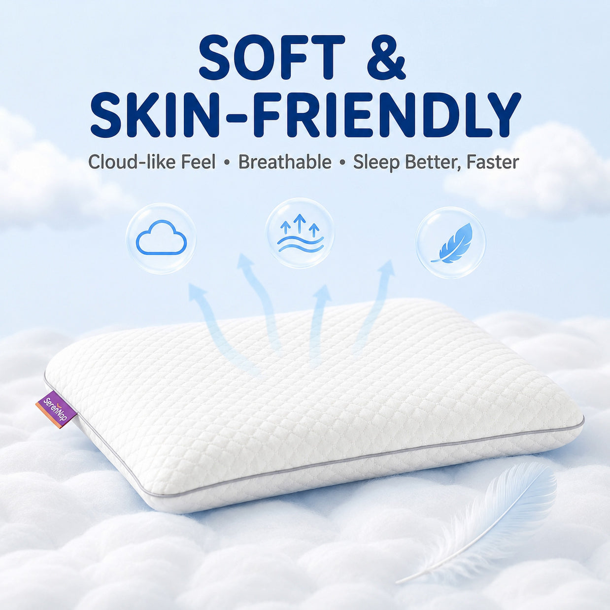 Premium Kids Sleep Pillow – Safe Odorless Memory Foam, Anti-Mite Breathable, Washable Cover for Toddlers & Kids 3-12
