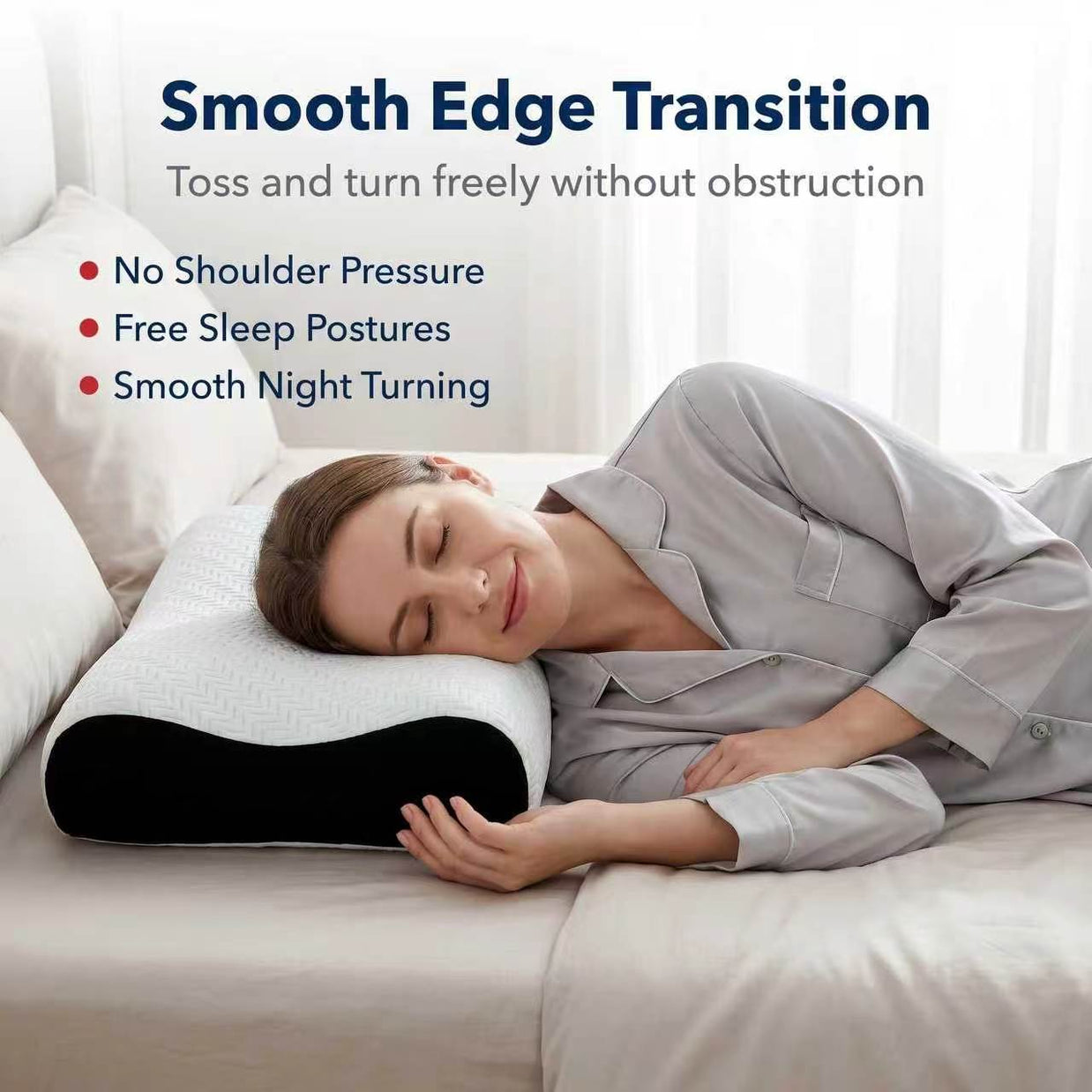High Density Slow Rebound Memory Foam Contour Pillow, Ergonomic Neck Support for Pain Relief