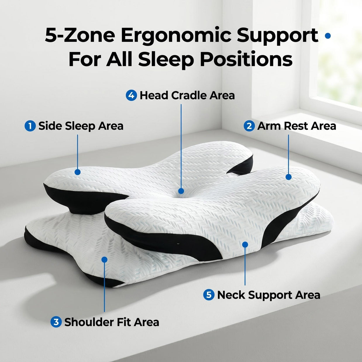 High-Density Zero-Pressure Cervical Pillow Side-Sleep Friendly & Back Neck Support for All-Night Deep Sleep