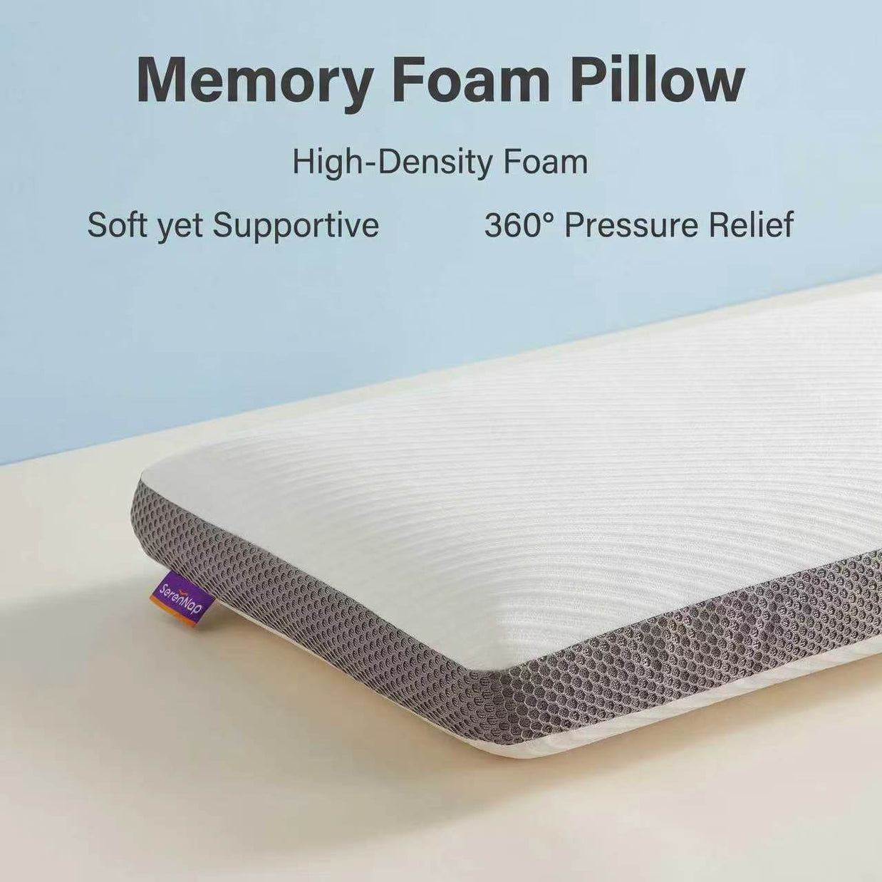 Extra Wide High-Density Memory Foam Pillow | Slow Rebound Cervical Support Pillow for Back & Side Sleepers