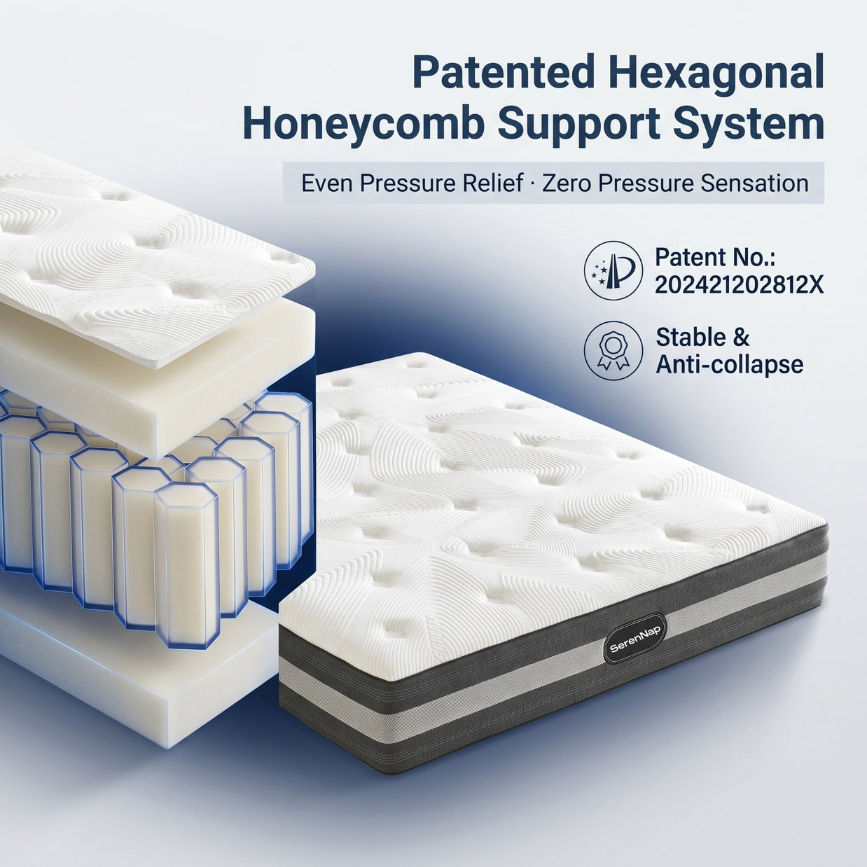 Original Honeycomb Structure Memory Foam Mattress for Side Sleepers