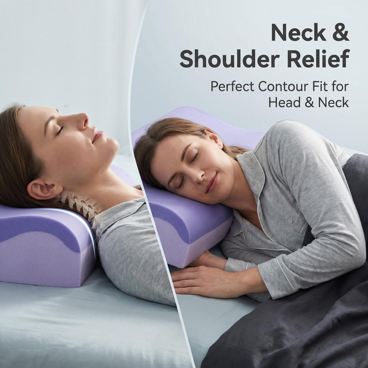 Slow Rebound Memory Foam Pillow Zero Pressure Dual Core Ergonomic Neck Support Pillow