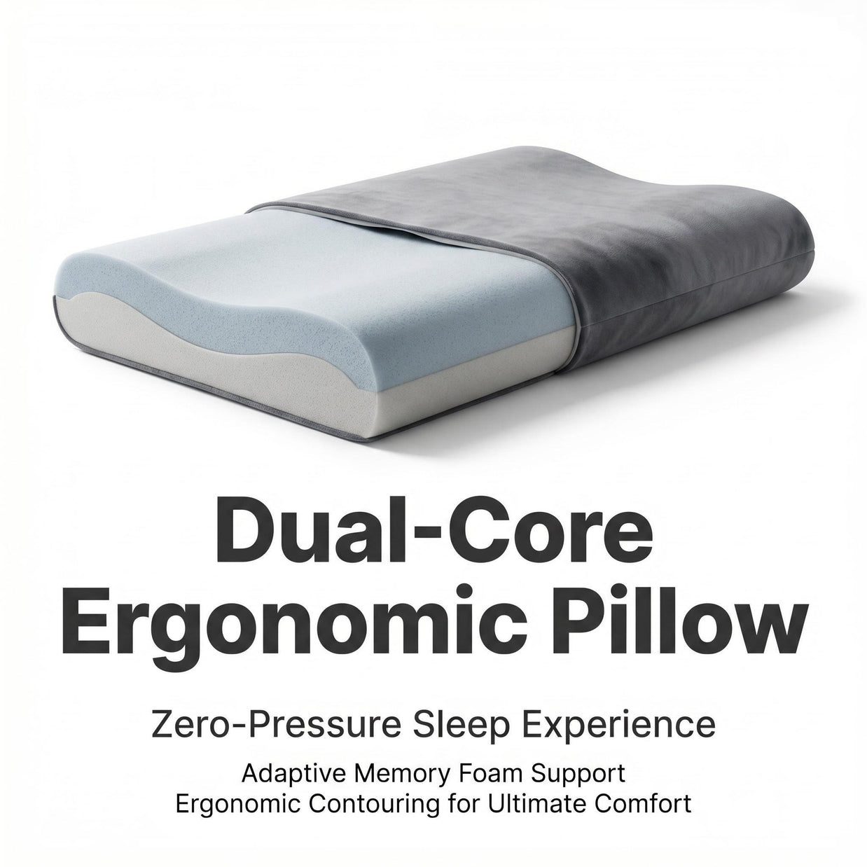 Slow Rebound Memory Foam Pillow Zero Pressure Dual Core Ergonomic Neck Support Pillow