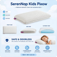 Premium Kids Sleep Pillow – Safe Odorless Memory Foam, Anti-Mite Breathable, Washable Cover for Toddlers & Kids 3-12