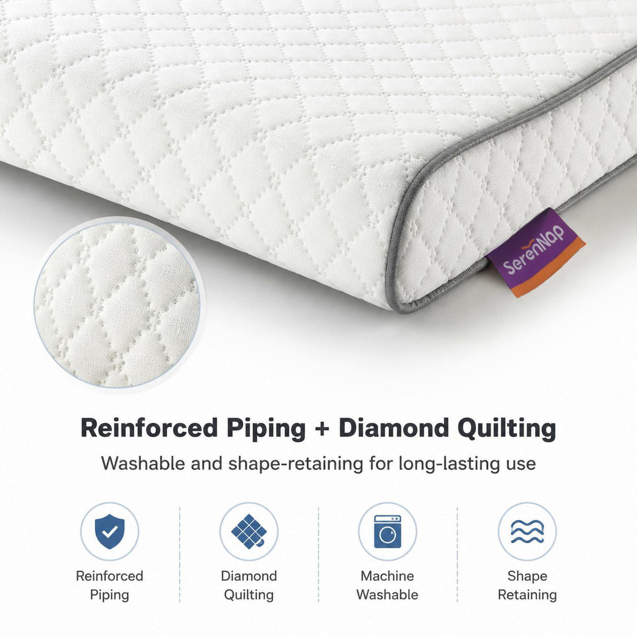 Ergonomic Wavy Contour Neck Pillow evenly relieves head and neck tension, eases body stiffness to calm your mind for immersive deep sleep