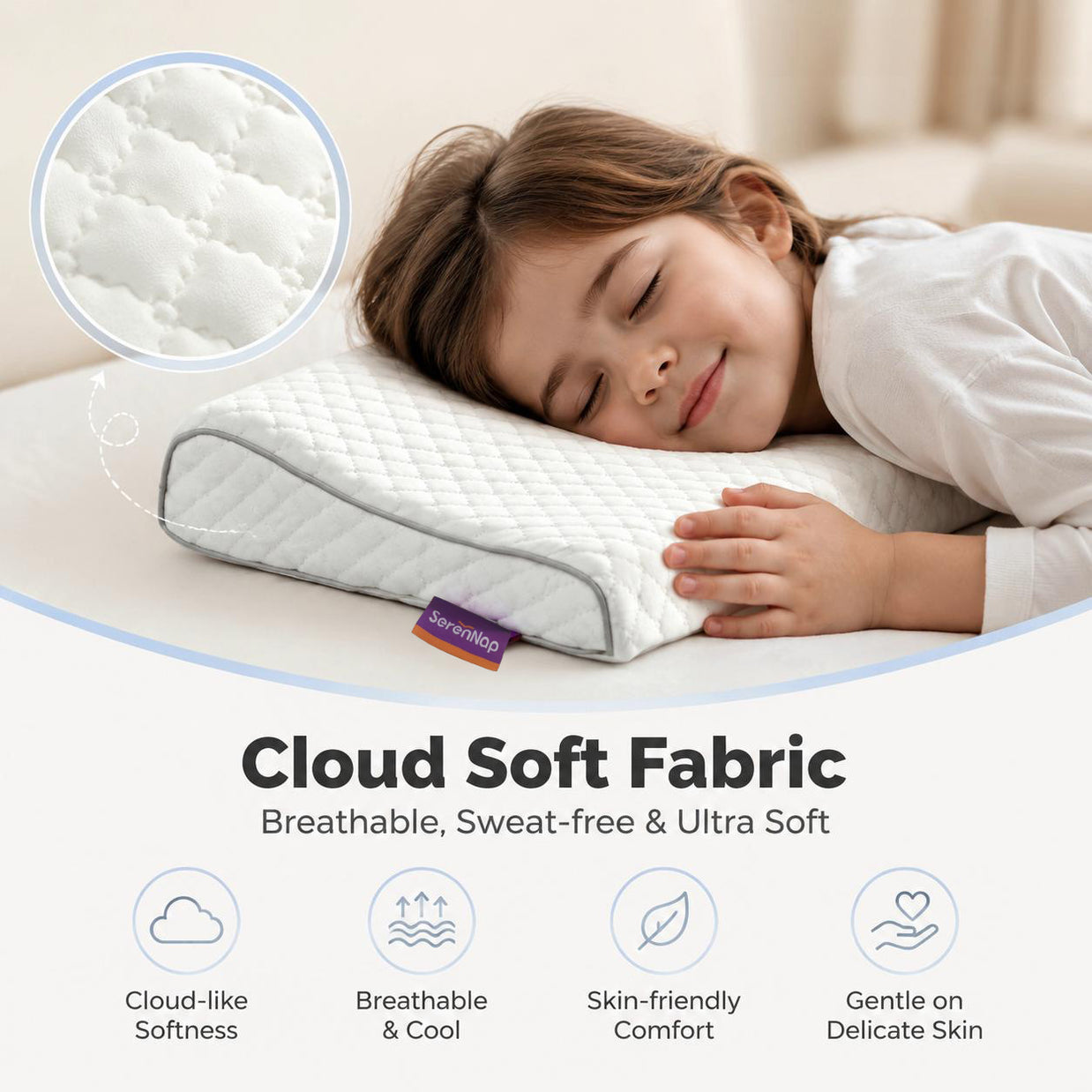 Ergonomic Wavy Contour Neck Pillow evenly relieves head and neck tension, eases body stiffness to calm your mind for immersive deep sleep