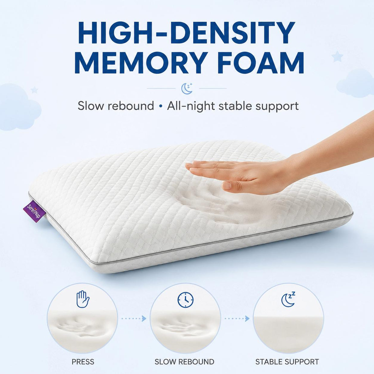 Premium Kids Sleep Pillow – Safe Odorless Memory Foam, Anti-Mite Breathable, Washable Cover for Toddlers & Kids 3-12